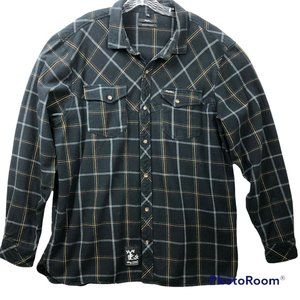 LRG Men's Big & Tall Black Long Sleeve Casual Plaid Flannel Shirt Size 3X